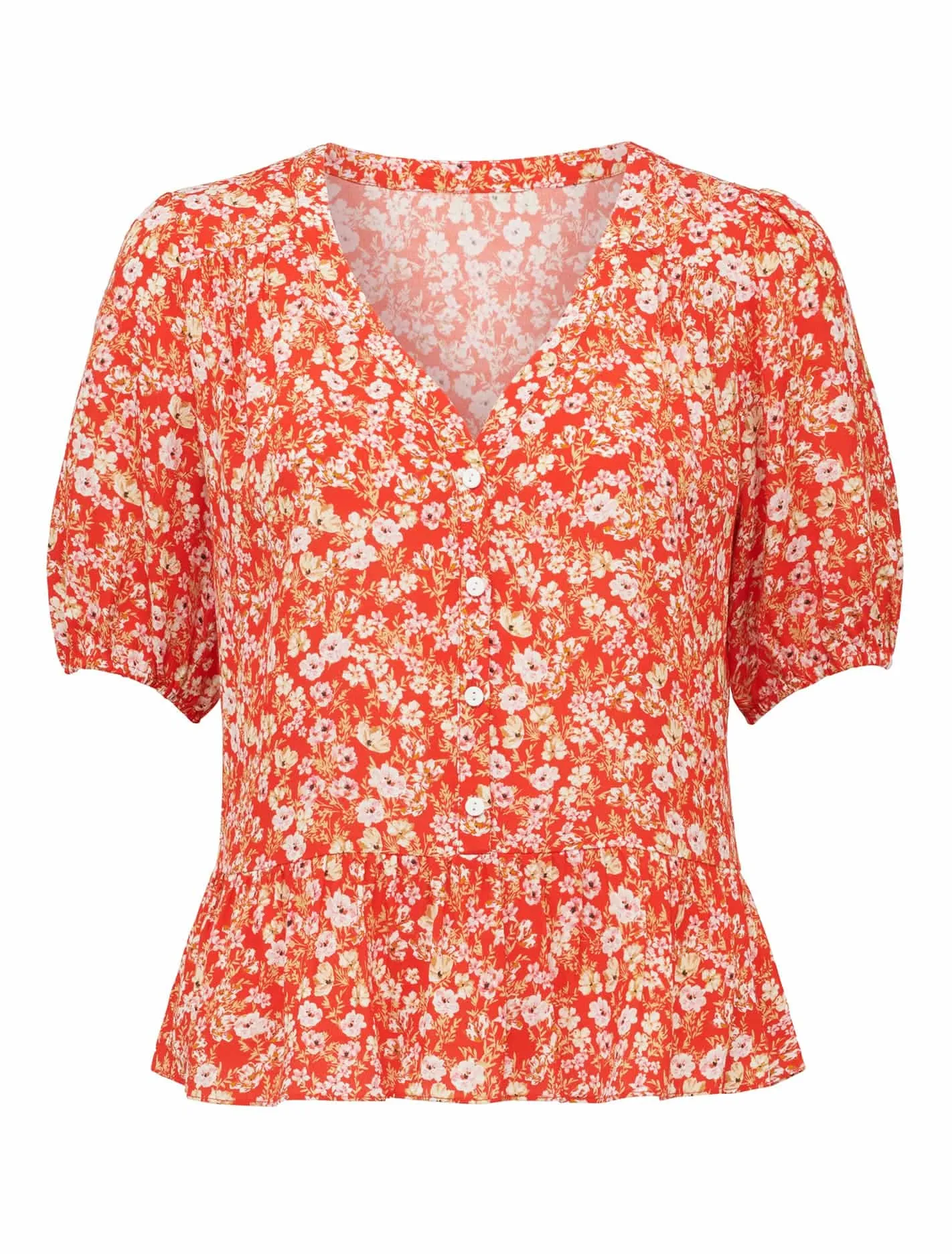 Byron Button Detail Peplum Blouse